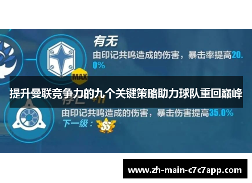 提升曼联竞争力的九个关键策略助力球队重回巅峰